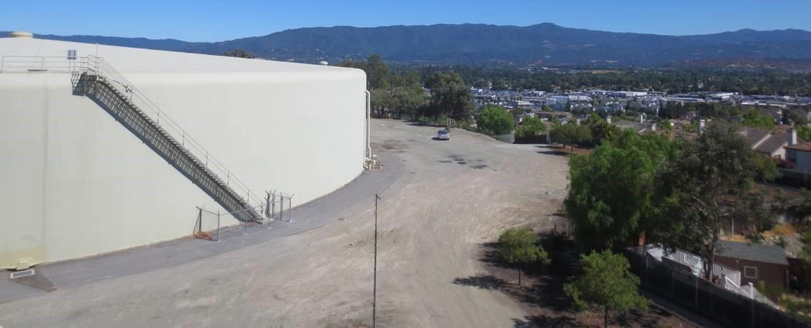 Water storage tank overlooking the valley